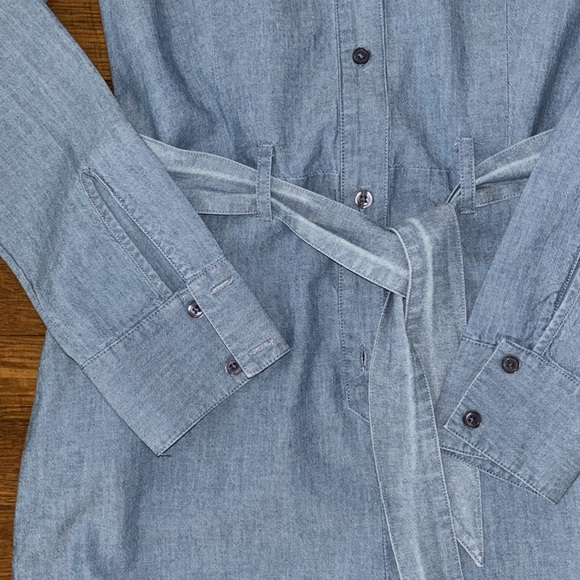 Free people chambray romper with belt and pockets - Picture 2 of 5